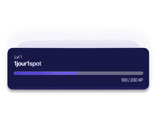 Niveau 1 · 1jour1spot · 100/200 XP