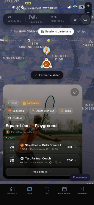 Spot partenaire Square Léon · Playground avec ses sessions